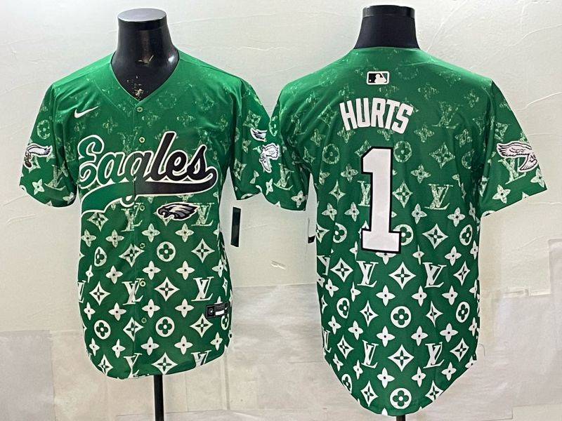 Men 2026 Philadelphia Eagles #1 Hurts Green Nike Limited NFL Jersey style 0006